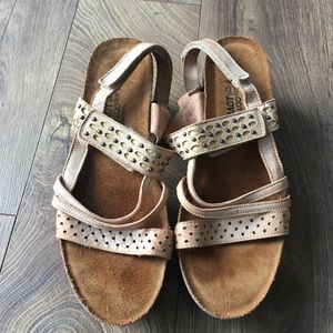 NAOT Sling Back Heeled Sandals Studded Strappy Brown Leather Shoes Size 40 US 9